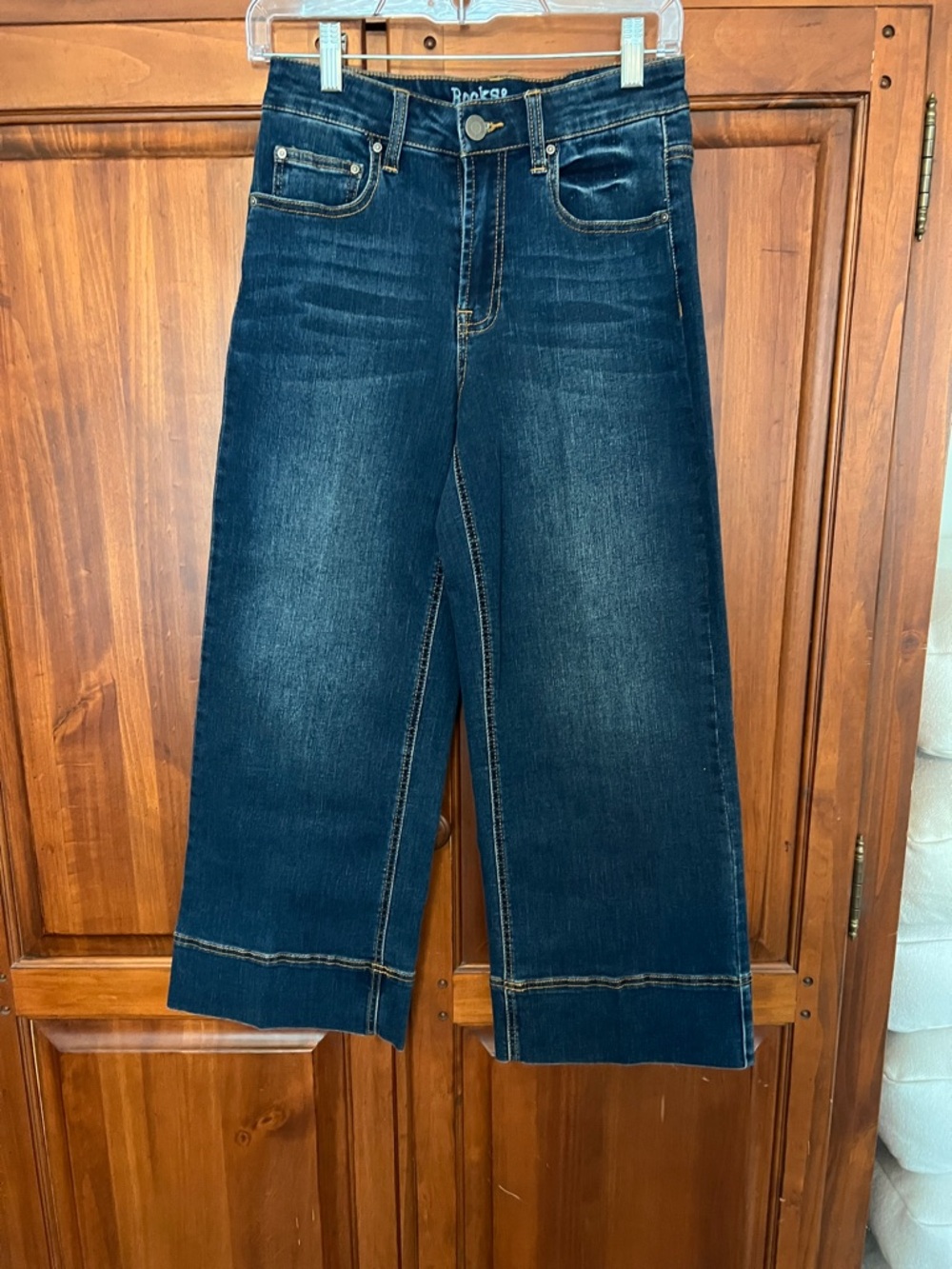 Rocks and Indigo Dark Blue Cropped Wide-Leg Women's Jeans